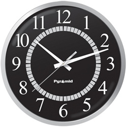 Pyramid 13" Analog Contemp 12-Hour Black Face Clock Battery Operated